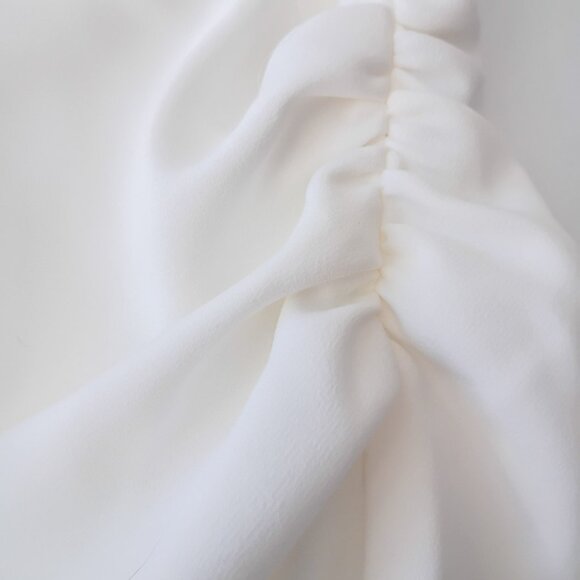 Zara White Pencil Skirt Ruched Side Slit Design | Size XS - Picture 3 of 5